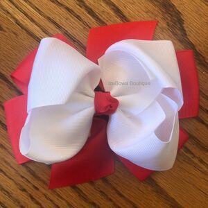 Red & White 6" Stacked Pinwheel & Boutique Bow   -kids-  5B1963  Handmade NWT